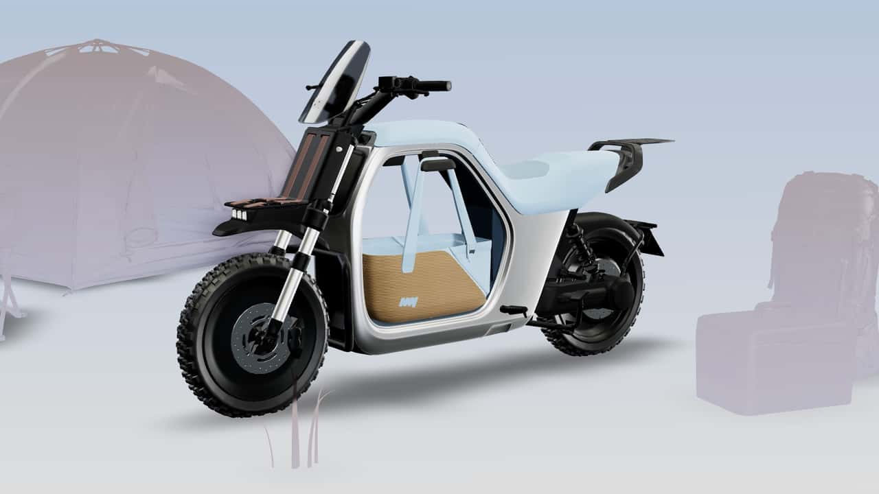 Дигитален приказ на модуларниот електричен мотоцикл LUV1 од ANY Mobility