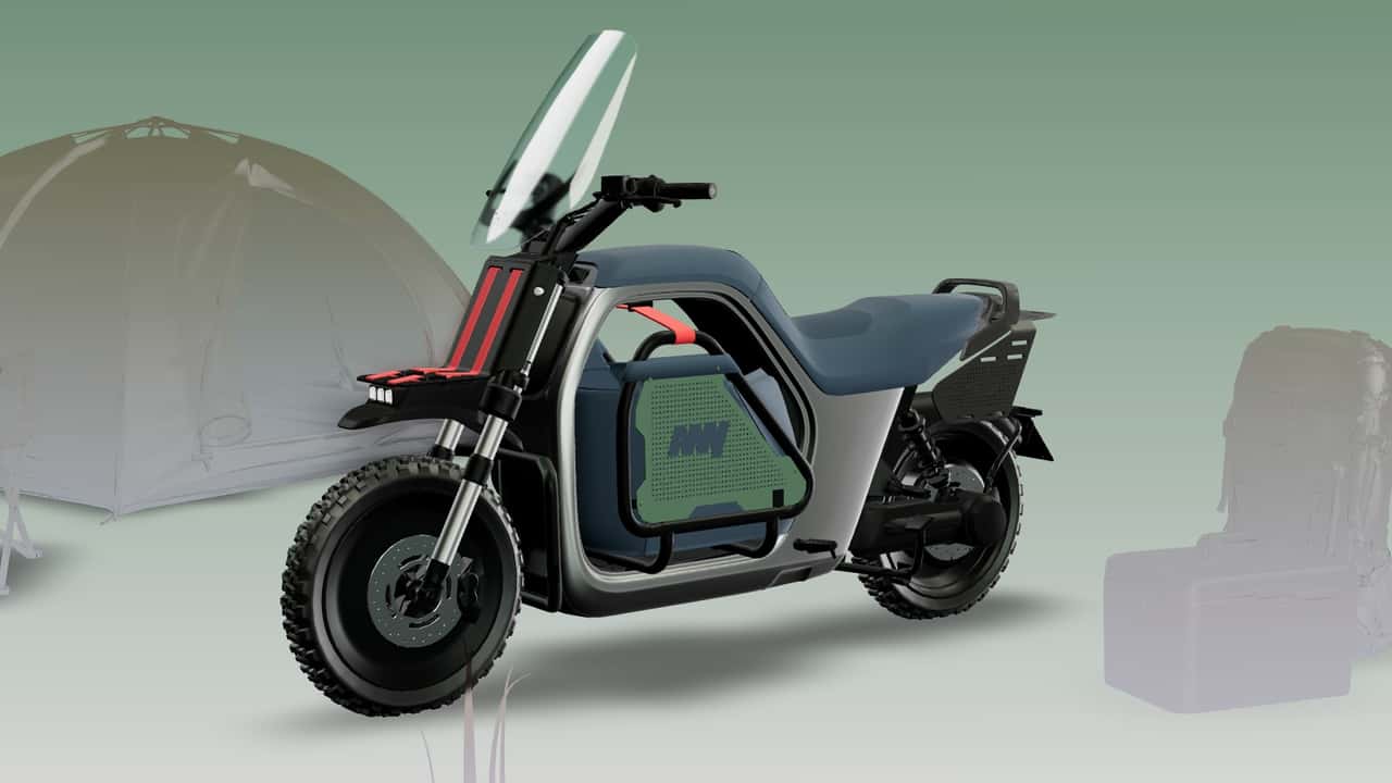Дигитален приказ на модуларниот електричен мотоцикл LUV1 од ANY Mobility